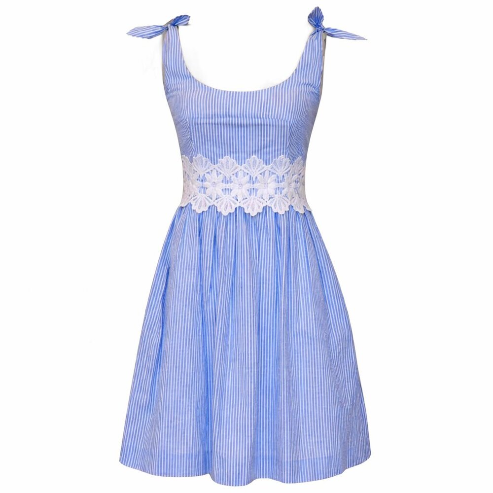 Lilly Pulitzer Tessa Coastal Blue White Seersucker Sun Dress, Size 4 (NWT) - Picture 4 of 9